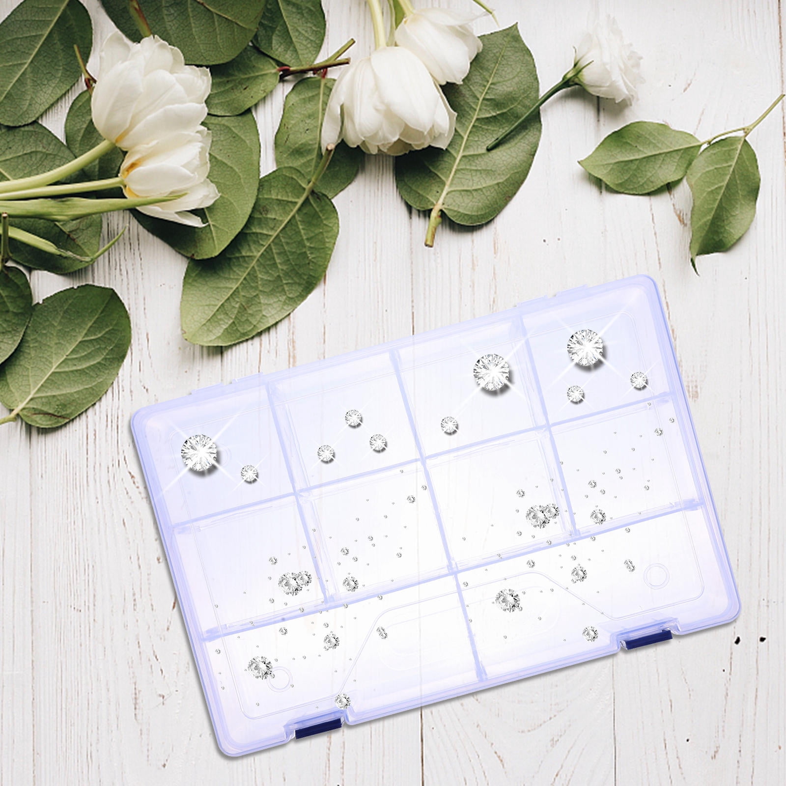 LABSERRON 2Pcs Transparent Case For Beads Rectangular Multi-Grid Organizer Box