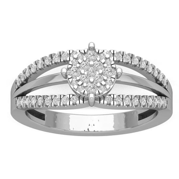ARAIYA FINE JEWELRY Sterling Silver Cluster Lab Grown Diamond Ring (3/8 cttw, D-F Color, VS Clarity), Size 9
