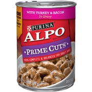 Purina ALPO Gravy Wet Dog Food, Prime Cuts With Turkey & Bacon, 13.2 oz. Can