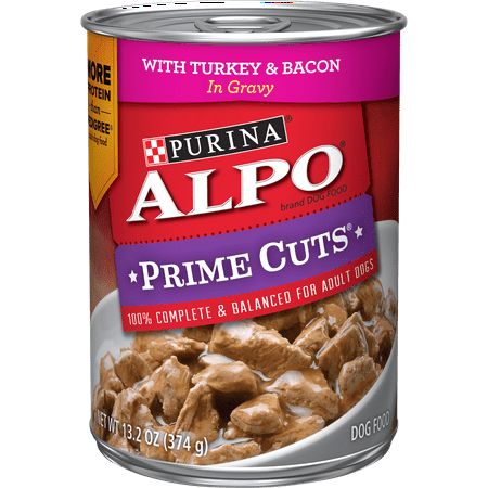 Purina ALPO Gravy Wet Dog Food, Prime Cuts With Turkey & Bacon, 13.2 oz. Can