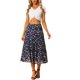 thumbnail image 2 of Falda Floral Chic para Mujer con Cintura Alta Elástica Longitud hasta el Tobillo Silueta en A 2XL Azul Marino, 2 of 6