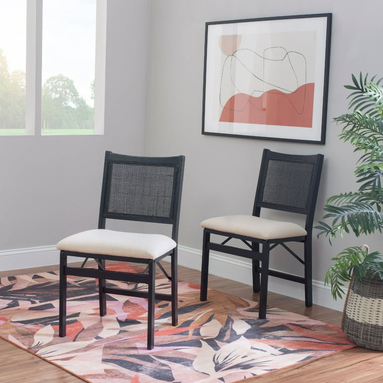 Black rattan folding chairs sale