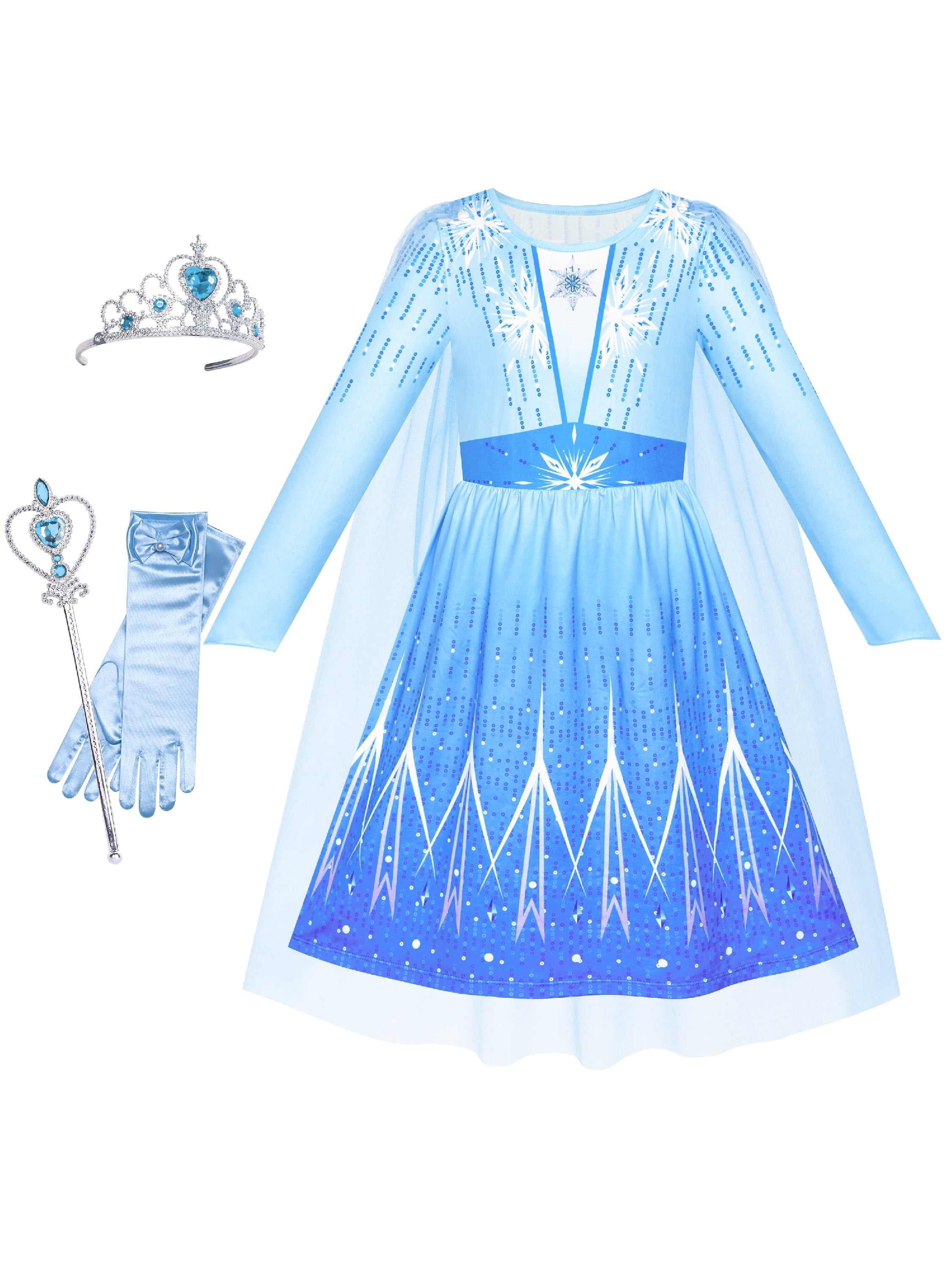 Frozen Snowflake Silver Wand Blue Jewel Fancy Dress Ice Snow Queen 