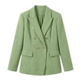 thumbnail image 6 of JGGSPWM Women's Tweed Blazers Business Casual Long Sleeve Double Breasted Jackets Open Front Work Suits Green L, 6 of 8