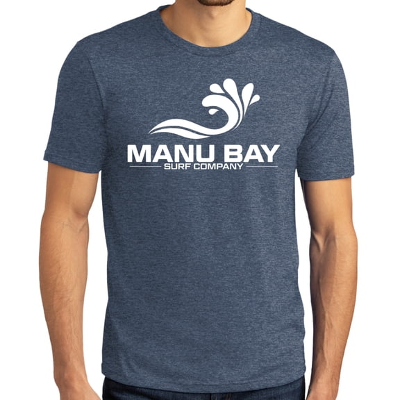 Manu Bay Surf Company Mens WHITE LOGO Surfer Revolutionary T-shirt, 2XL Navy Frost