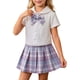thumbnail image 1 of Odeerbi Camisa de Cuello de Marinero de Vestido Preppy de 2 Piezas de Niñas y Falda Plisada En Cuadro Uniforme Escolar Con Corbata, 1 of 9