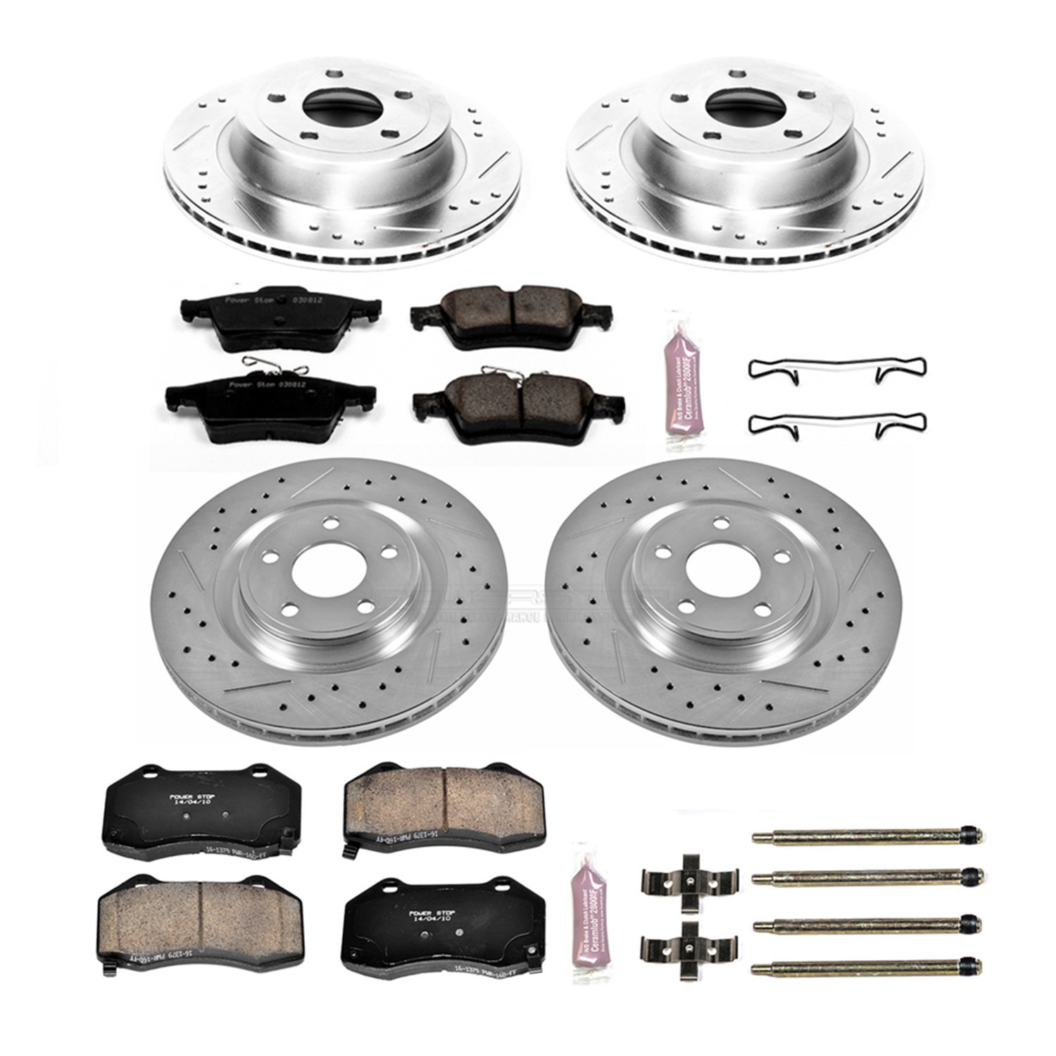PowerStop Front and Rear Z23 Evolution Sport Carbon-Fiber Ceramic Brake Pad and Drilled & Slotted Rotor Kit Fits: CHEVROLET Select Models K5533