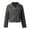 Grey, variant on Leather Cropped Jackets for Women Zipper up Plus Size Lapel Collared Long Sleeve Trendy Moto Tops Coffee M