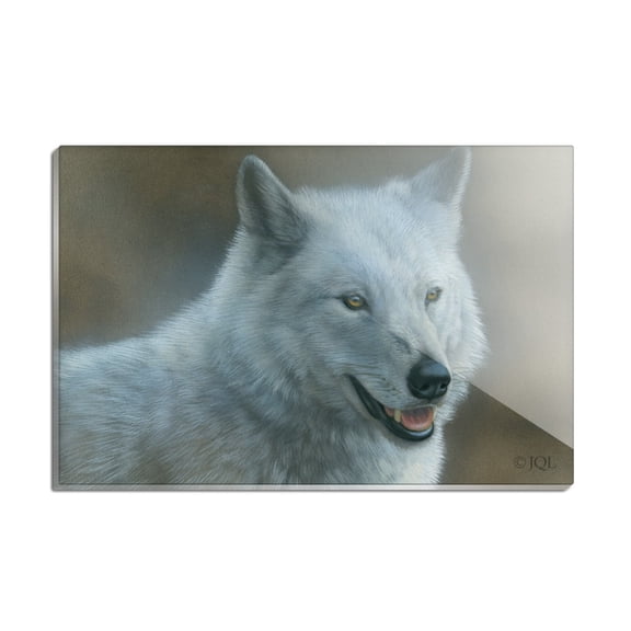 White Wolf Growling Rectangle Acrylic Fridge Refrigerator Magnet