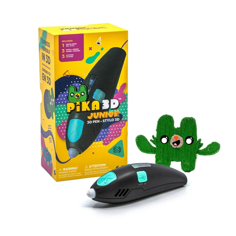 Pika3d Junior 3D Printing Pen for Kids Ages 6+ - Ready to Use and Child Safe 3D Pen with No Hot Parts Free Refills Included