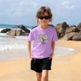 thumbnail image 4 of Girls Lavender T-Shirt, Short Sleeve Daisy Print Cotton Tee for Kids, Cute Purple Flower Top for Kids & Little Girls Play Clothes,Size 4 T, 4 of 9