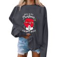 thumbnail image 1 of Gibobby Jersey de forro polar Sudadera con estampado navideño para mujer, Top de manga larga, sudadera informal con cuello Rojoondo para otoño e invierno (Gris, S), 1 of 4