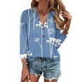 thumbnail image 2 of Womens Shirts Casual V-Neck Loose Fit Tunic Shirt Floral Printed 3/4 Sleeve Comfy Plus Size Ladies Tops and Blouses, 2 of 5