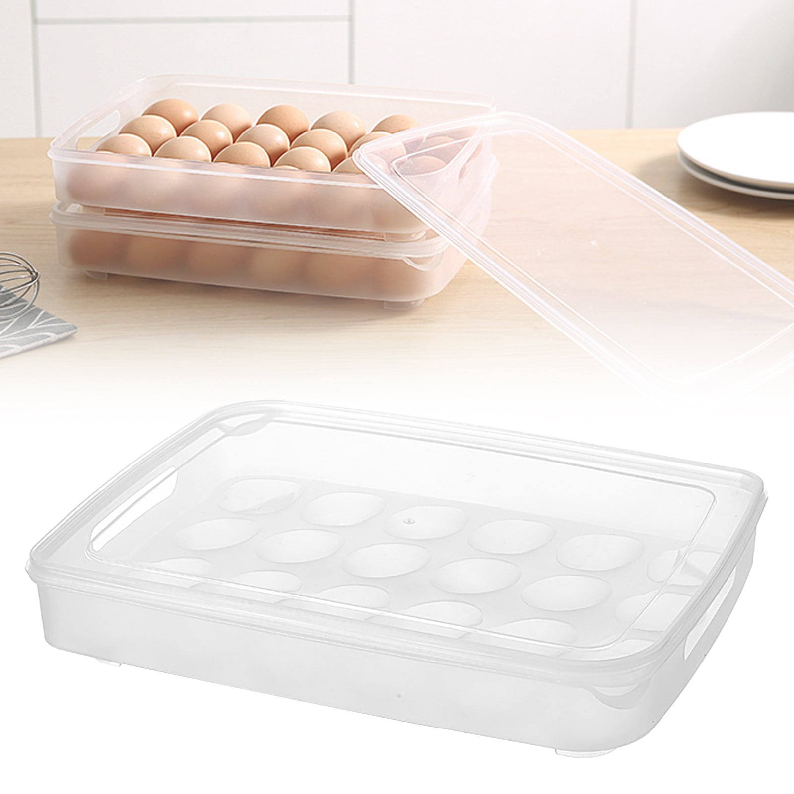 UYUH Deviled Egg Containers with Lid, Stackable Plastic Egg Holder for 24 Eggs, Clear Egg Storage for Fridge to Keep Fresh, for Easter and Thanksgiving Parties