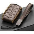 thumbnail image 5 of Vitodeco Leather Key Fob Case Compatible for 2017-2020 Genesis G70, G80, G90, Remote Start, 4-Button, Brown, 5 of 6