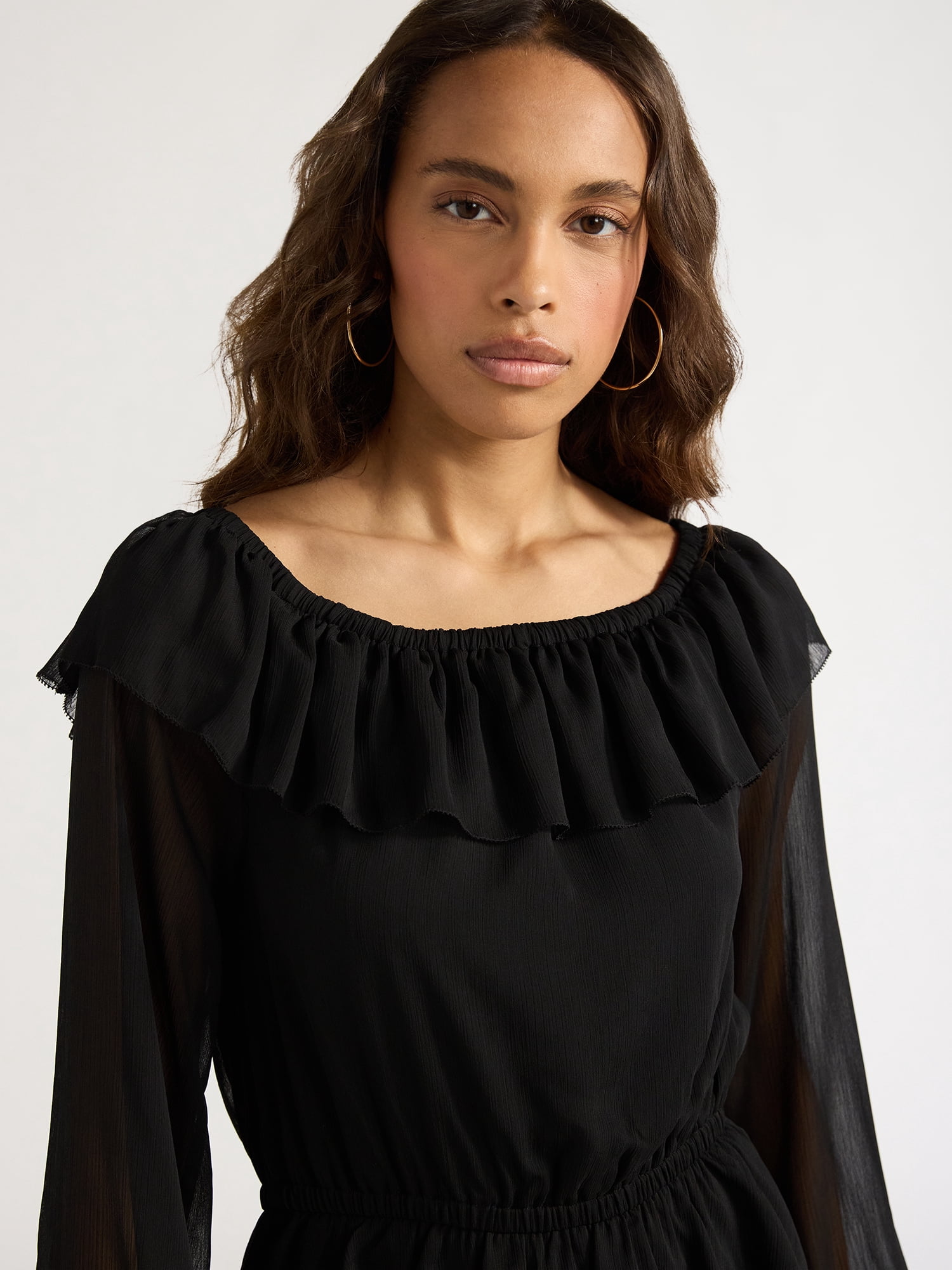 Sofia Jeans Women's and Women's Plus Off Shoulder Top with Long Sleeves, Sizes XS-5X