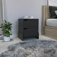 thumbnail image 3 of HomeRoots 20 in. Two Drawer Faux Wood Nightstand, Black, 3 of 10