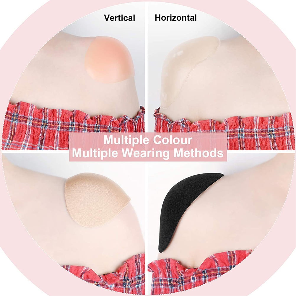 3 Pairs Reusable Shoulder Push-Up Pads - Silicone Adhesive Enhancer For Women, Transparent & Skin Tone 2 thumbnail image