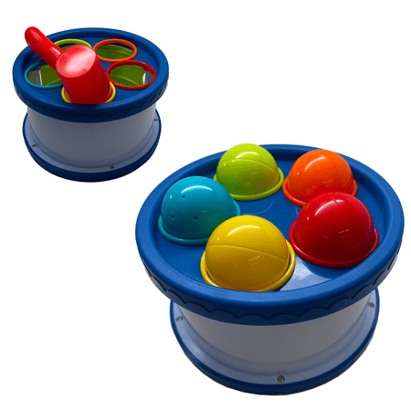 Marlowe Toys Punch and Drop Hammer Bench and Ball Track with 5 Balls & Toy Hammer Birthday Gifts