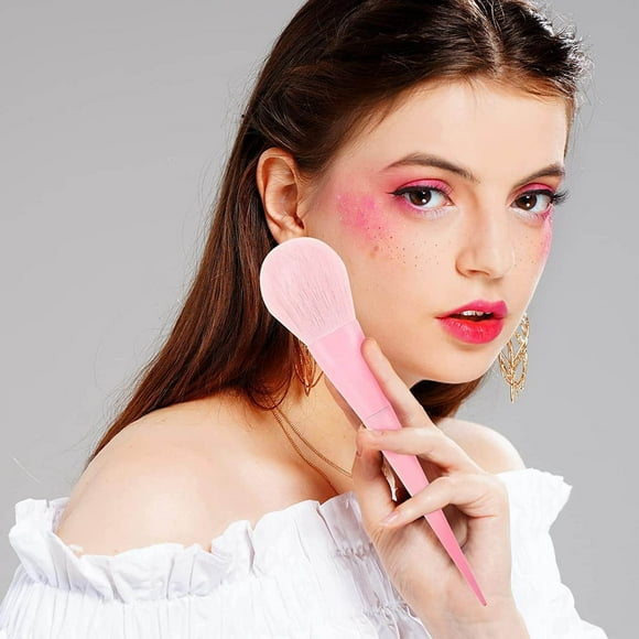 Cepillo de Maquillaje, Juego de Cepillo de Maquillaje fibra sintética de tubo de aluminio grueso para citas