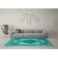 thumbnail image 3 of Ahgly Company Machine Washable Indoor Rectangle Oriental Turquoise Blue Industrial Area Rugs, 4' x 6', 3 of 4