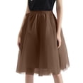 thumbnail image 3 of Women Elastic Waist Mesh Tulle Skirt Layered Flowy Midi Party Dance Skirt, 3 of 4