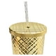 thumbnail image 2 of Vaso Plástico Grande Con Relieve, Estilo Diamante con Tapa Y Popote 600 Ml, Rose Gold, 2 of 4