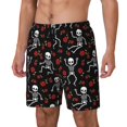 thumbnail image 2 of Qekee Skeleton with Roses print Mens Swim Quick Dry Stretch Swim Shorts Lining Bathing Suits Swimwear Beach Shorts with Pockets, 2 of 9
