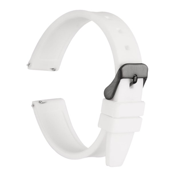 Correa de reloj de silicona Uxcell de 16 mm, liberación rápida, banda de reloj flexible de goma suave con hebilla negra de acero inoxidable, banda de reemplazo para hombres y mujeres, blanca