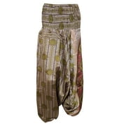 Mogul Women's Silk Jumpsuit Dress Printed Summer Comfy Harem Pant