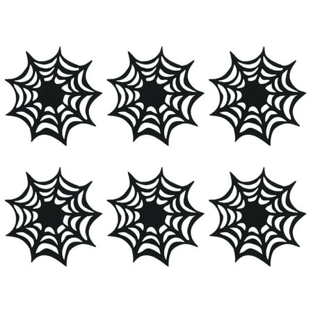 

6pcs Halloween Themed Placemat Spider Web Coasters Placemat Decorative Table Placemats Doilies Halloween Decorarion Supplies Bla