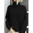 thumbnail image 2 of Suéter PRETTYGARDEN de Punto Grueso con Cuello Alto Negro M, 2 of 6