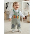 thumbnail image 6 of BemeyourBBs Baby Boy's Fall Sets Long Sleeve Romper Pumpkin Striped Overalls, 6 of 9