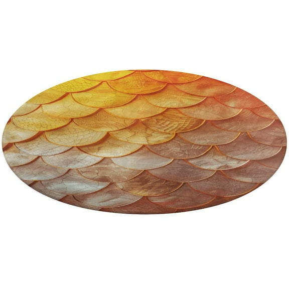 Mermaid Fish Scales Soft Bedroom Round Area Rug, Washable Cute Nursery Circle Throw Mat, Non-Slip Contemporary Small Low Pile Floor Carpet for Dorm Bedside