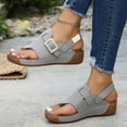 thumbnail image 3 of Women's Platform Tong Sandals Comfortable Wedge Slingback Flip Flops Lightweight Non Slip Open Toe Beach Mules Gray Size 6.5, 3 of 8