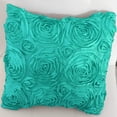 thumbnail image 3 of Satin Rosette Decorative Throw Pillow/Sham Cushion Cover Aqua, 3 of 3