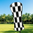 thumbnail image 2 of Golf Club Headcovers High Quality Waterproof Leather Golf Head Cover Set Men Women Driver Head Cover Exclusive Gift for Golf Lovers Black Grid, 2 of 5