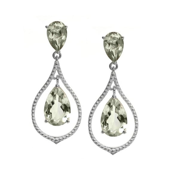 Elegant Design Green Amethyst-Prasiolite Dangle/Drop Earrings - 925 Sterling Silver Dangle Earrings - Birthstone Earrings - Gemstone Earrings for Women