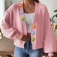 thumbnail image 2 of YUGYXL Women's Cable Knit Cardigan Teen Girl Cute Open Front Cardigans Sweater Long Sleeve Blouses Pink M, 2 of 6