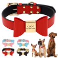 thumbnail image 2 of Personalized Dog Name Collar Soft PU Leather Puppy Cat Bowknot Necklace Anti-lost ID Collars for Small Medium Large Dogs Cats qym unisex, 2 of 2