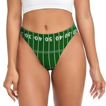 Qokaie American Football Field1 Printed Women s Cotton Thong Underwear  Sexy Breathable Panties G-string-3X-Large