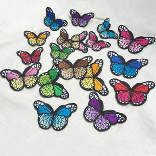 16 Iron-On Patches for Adults Flower Appliques for Sewing Children Iron-On Patches Butterfly Pattern Embroidery Patch for Girls Boys Iron-On Patches