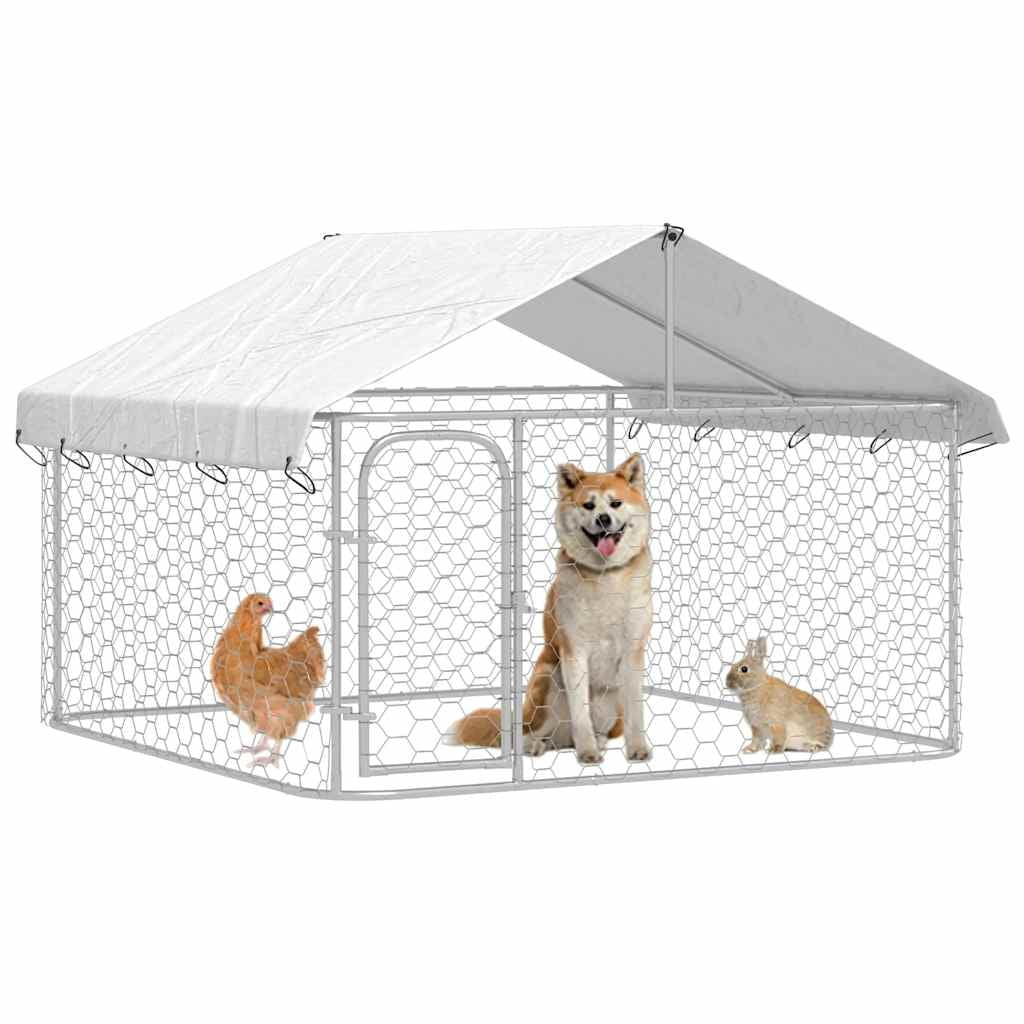 vidaXL Outdoor Dog Kennel Dog Pen Pet Crate Kennel Playpen House with Roof