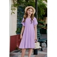 thumbnail image 5 of Arshiner Girl's Summer Dresses Ruffle Short Sleeve Swing Flowy Midi Casual Sundress with Pockets, 5 of 7