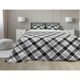 thumbnail image 1 of Stripe Comforter & Sham Bedding Set, Diagonal Design Geometry Inspired Motif with Hatched Polygons and Shapes, 3 pcs Duvet Set Microfiber Filling Quilt, 5 Sizes, Charcoal Grey White, by Ambesonne, 1 of 4