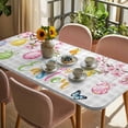 thumbnail image 3 of Happy Easter Table Cloths for 3 Foot Rectangle Tables, Spring Colorful Eggs Butterfly Grey Plaid Patio Waterproof Elastic Fitted Tablecloths, Washable Rectangular Table Cover for Camping, 3 of 8