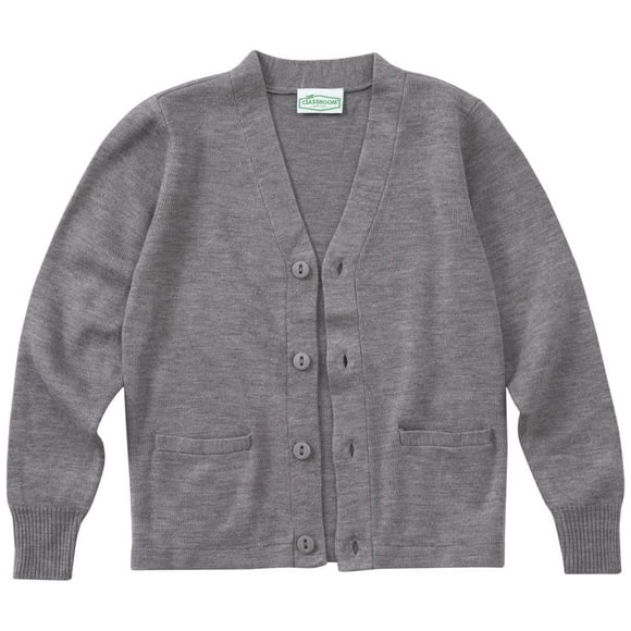 Classroom School Uniforms mens Plus Size Adult Unisex 2xl-3xl Cardigan Sweater, Heather Grey, 3X-Large US