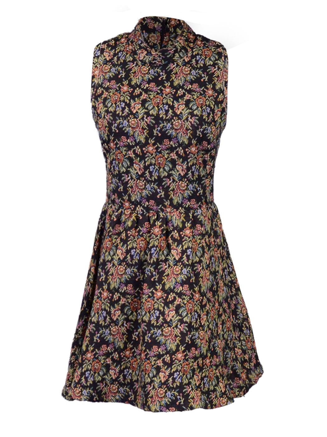 Double Zero High Neckline All Over Floral Printed Embroidered Bell ...