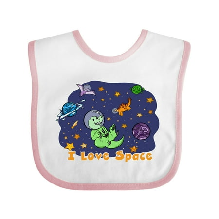 

Inktastic I Love Space Cute Dinos and Planets Gift Baby Boy or Baby Girl Bib