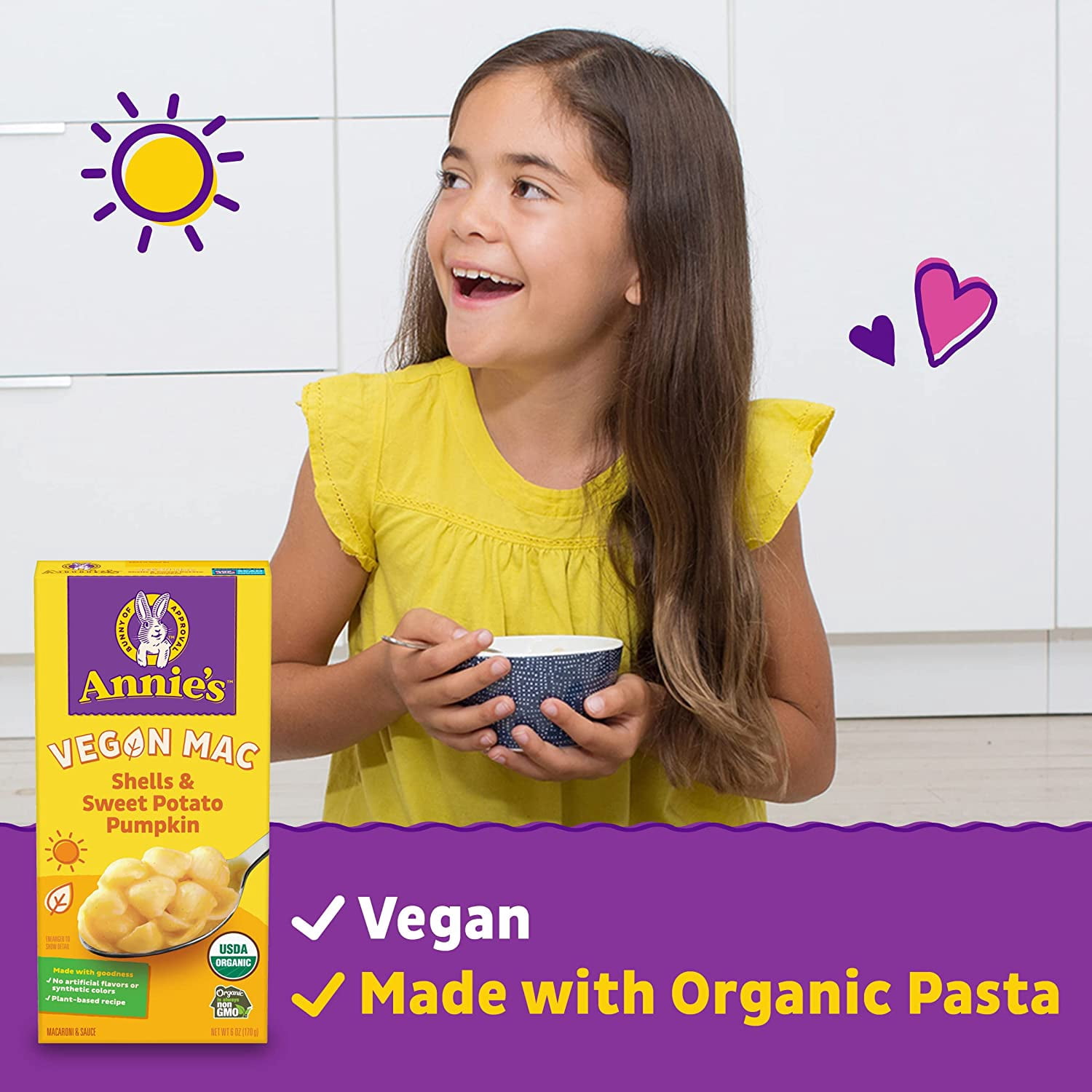 Pack of 12, Annies Homegrown Vegan Mac Shells & Sweet Potato Pumpkin, 6 oz